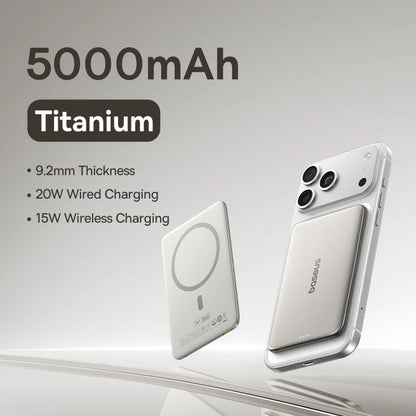 Baseus Ultra Slim Magnetic Power Bank 5000mAh for iPhone 17 & Samsung