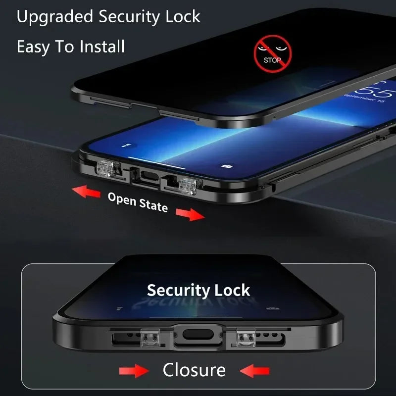 Metal Magnetic Anti Peeping Privacy Case For iPhone