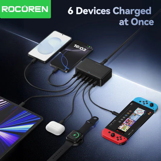 100W GaN 6-Port Charging Station