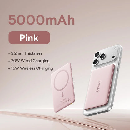 Baseus Ultra Slim Magnetic Power Bank 5000mAh for iPhone 17 & Samsung