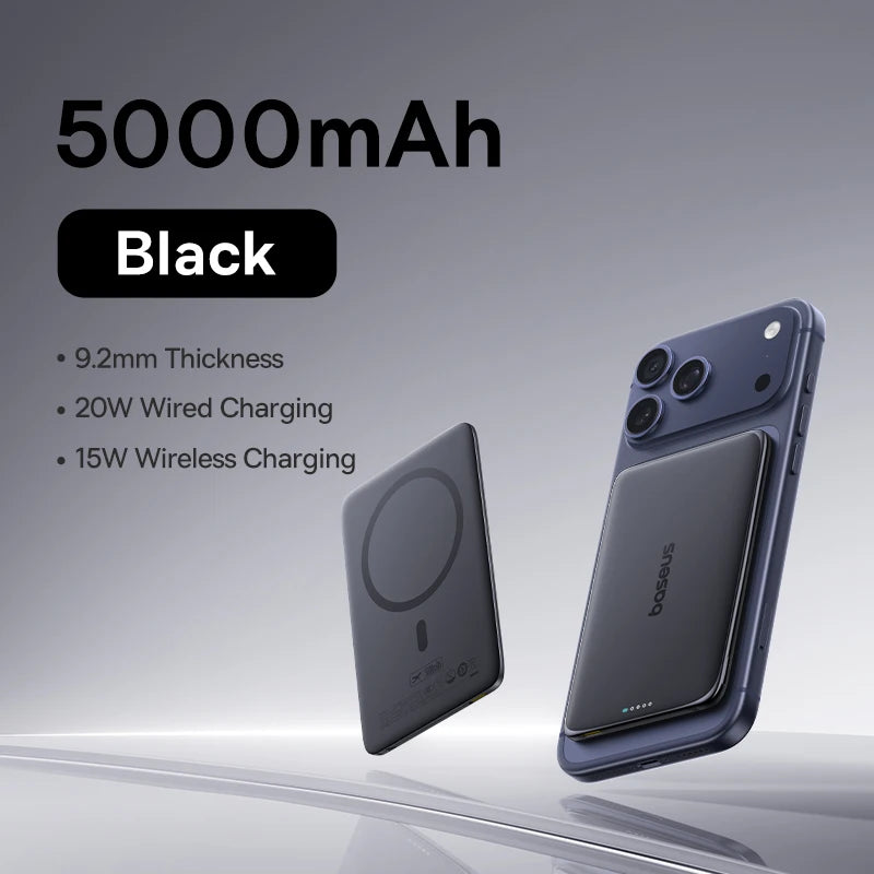 Baseus Ultra Slim Magnetic Power Bank 5000mAh for iPhone 17 & Samsung