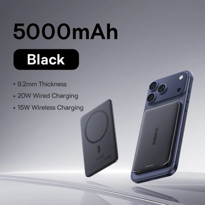 Baseus Ultra Slim Magnetic Power Bank 5000mAh for iPhone 17 & Samsung