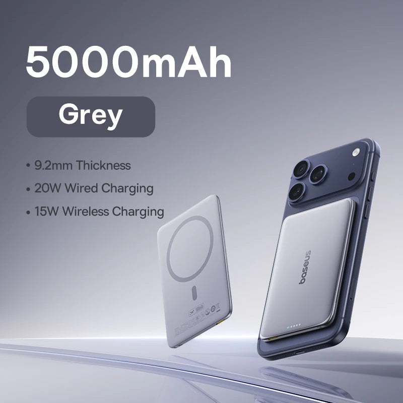 Baseus Ultra Slim Magnetic Power Bank 5000mAh for iPhone 17 & Samsung