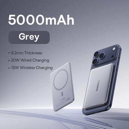 Baseus Ultra Slim Magnetic Power Bank 5000mAh for iPhone 17 & Samsung