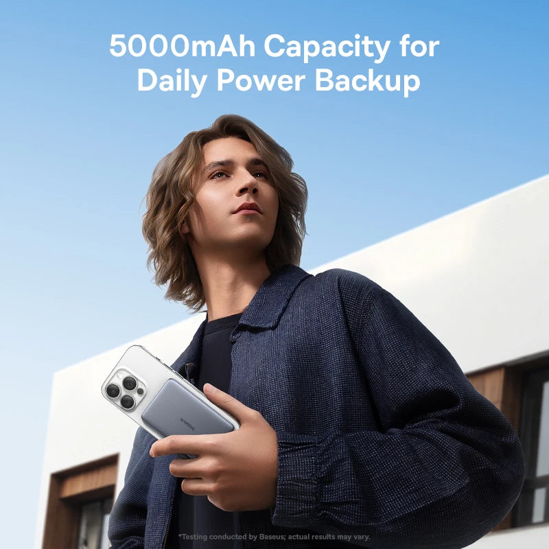 Baseus Ultra Slim Magnetic Power Bank 5000mAh for iPhone 17 & Samsung